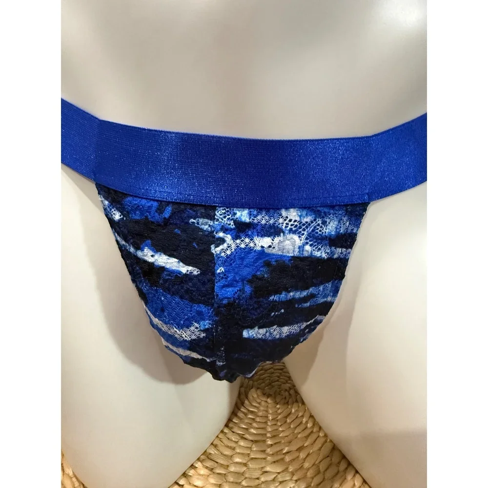 Cosabella Never Say Never Jock Strap Men's Lace Underwear Blue Print M New